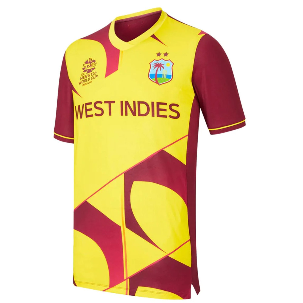 West Indies T20 World Cup 2021 Half Sleeves Cricket Fan Jersey - 100% Dryfit Polyester - With Name Personalization